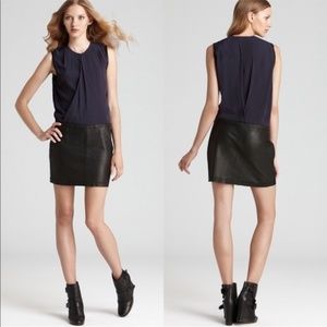 REBECCA TAYLOR LEATHER SHIFT MINI DRESS SMALL